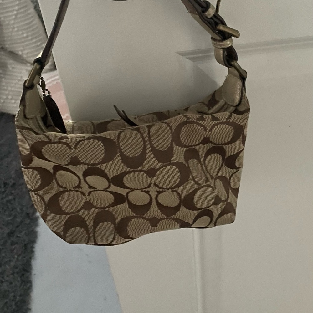 Small Coach purse. In great condition. Measures 9”w x 6” high.